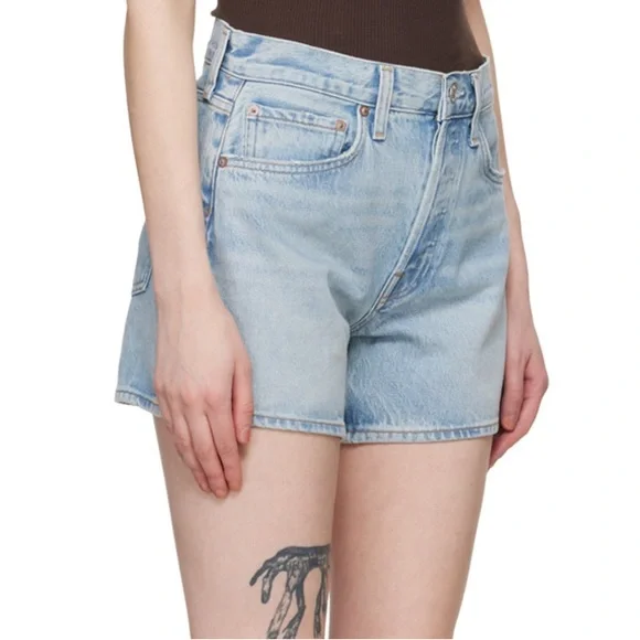 Agolde Light Blue Jean Shorts - Picture 2 of 4